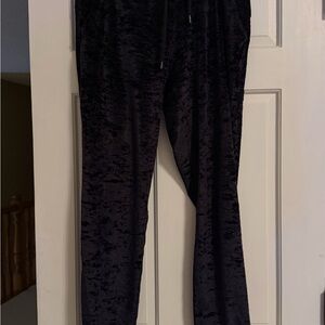 Navy Blue Crushed Velvet Joggers